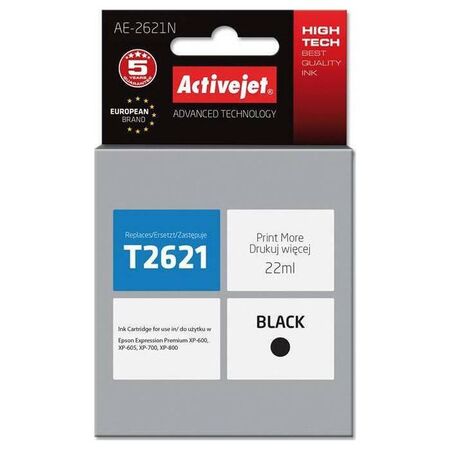 Activejet Μελάνι Συμβατό Epson T2621 C13T26214012 Black 22ml
