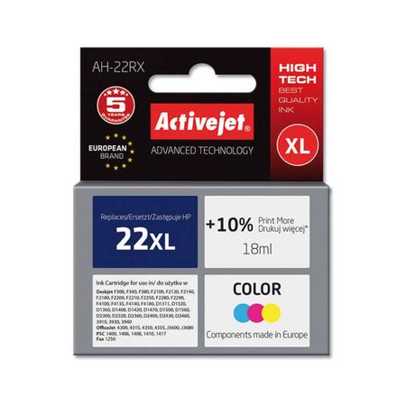 Activejet Μελάνι Συμβατό HP 22XL AH-22RX C9352AE Color 18ml