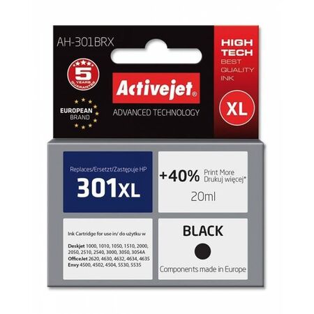 Activejet Μελάνι Συμβατό HP 301XL AH-301BRX CH563EE Black 20ml