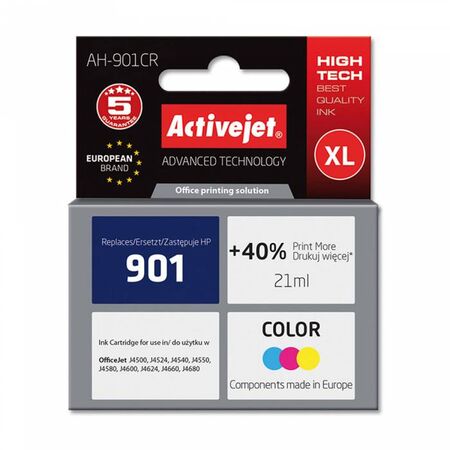 Activejet Μελάνι Συμβατό HP 901XL AH-901CR CC656A Color 21ml