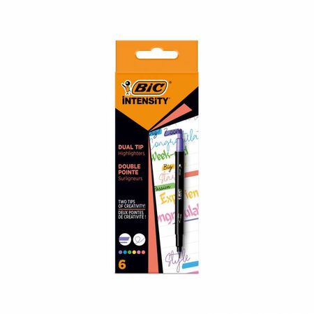 BIC Μαρκαδόροι Υπογράμμισης Intensity Dual Tip Highlighters 6 Τεμ.