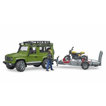 Bruder Τζιπ Land Rover Με Τρέιλερ, Μηχανή Ducati Και Αναβάτη