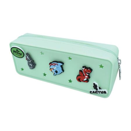 Cactus Κασετίνα Οβάλ Croqzip Με Pins Πράσινη