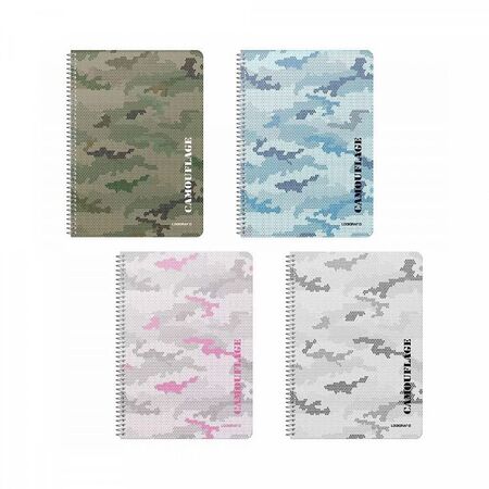 CAMOUFLAGE Τετράδιο Σπιράλ Wirelock B5/17Χ25 4 Θέματα 120 Φύλλα 6τμχ