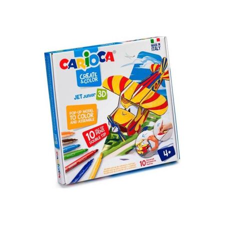 Carioca Create And Color Jet Junior 3D Σετ Ζωγραφικής Παζλ Με 10 Μαρκαδόρους