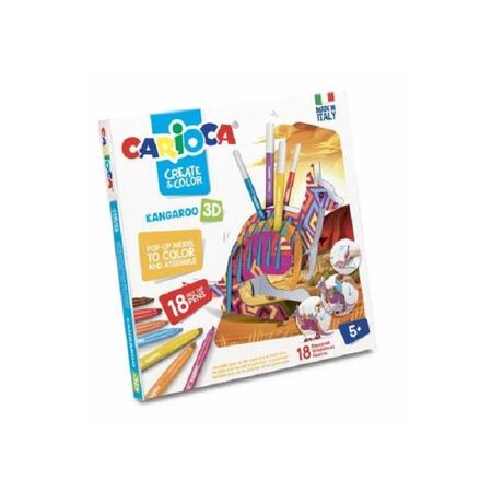 Carioca Create And Color Kangaroo 3D Σετ Ζωγραφικής Παζλ Με 18 Μαρκαδόρους