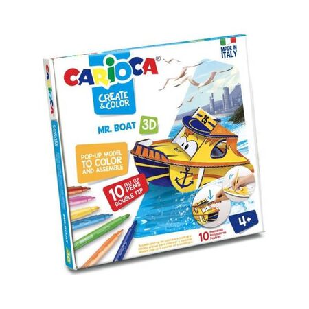 Carioca Create And Color Mr Boat 3D Σετ Ζωγραφικής Παζλ Με 10 Μαρκαδόρους