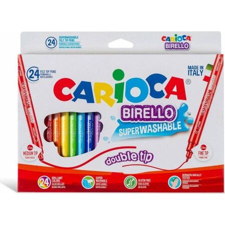 Carioca Μαρκαδόροι Πλενόμενοι Ζωγραφικής Birello Dual Tip 24 Τεμ.