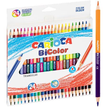 Carioca Ξυλομπογιές Bicolor Triangular Τριγωνικές Διπλής Γραφής Σετ 24 Τεμ.