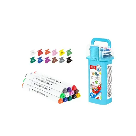 Deli Μαρκαδόροι Σχεδίου Washable Sketch Marker Colorun Με Διπλή Μύτη 12 Τεμ.