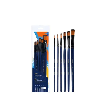 Deli Πινέλα Συνθετικά Στρογγυλά Πλακέ 4-6-8 Finenolo Σετ 6 Τεμ.