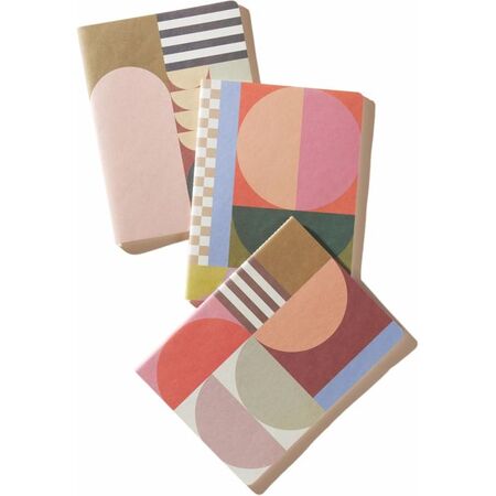 Designworks Ink Σημειωματάρια Flex Notebooks Journal Mod Geo Coordinated Saddle Stitched Set Of 3 15x20cm