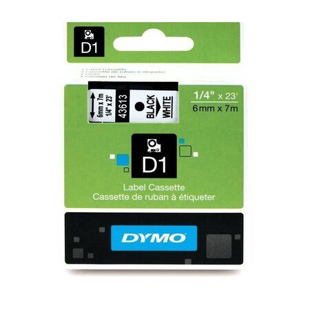 Dymo Κασέτα Ετικετογράφου D1 43613 6mmX7m White