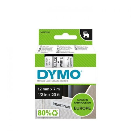 Dymo Κασέτα Ετικετογράφου D1 45013 12mmx7m Black On White 5 Τεμ.