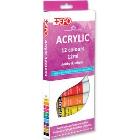 EFO Acrylic Hobby School Σετ 12 Ακρυλικών Χρωμάτων Των 12ml