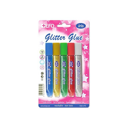 EFO Glitter Glue Κόλλα Iris13ml Blister 5 Τεμ.