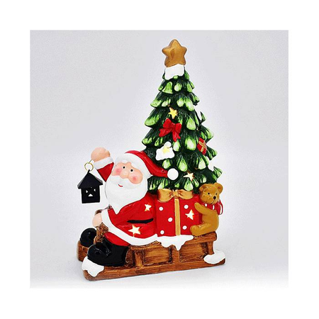 EFO Κεραμικό Αι Βασίλης Και Έλατο Σε Έλκηθρο Φως LED 16.8x8.8x24.5cm