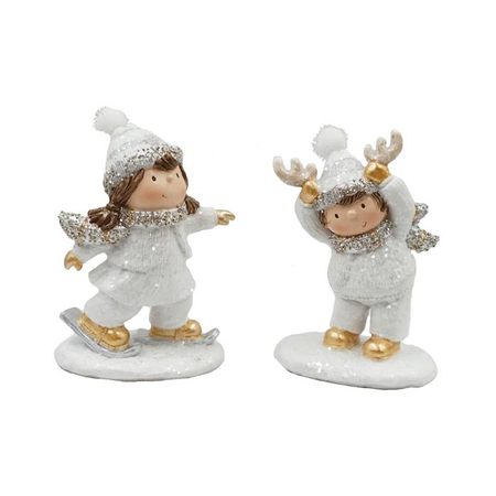 EFO Polyresin Παιδάκια Glitter 6.7x4.3x9.5cm Σετ 2 Τεμάχια