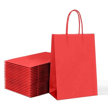 EFO Τσάντα Συσκευασίας Χάρτινη Σακούλα 16x22x8cm Κόκκινη Στριφτή Λαβή 25τεμ.