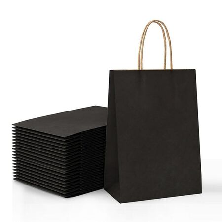 EFO Τσάντα Συσκευασίας Χάρτινη Σακούλα 16x22x8cm Μαύρη Στριφτή Λαβή 25τεμ.