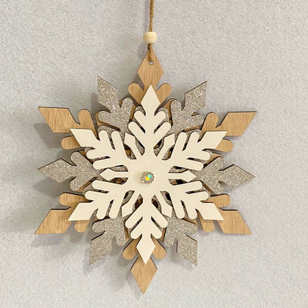 EFO Ξύλινη Κρεμαστή Νιφάδα 23cm