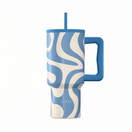 Estia Save The Aegean Θερμός Straw Tumbler XL Ocean Waves 900ml