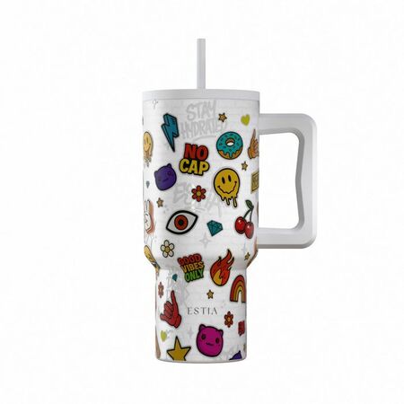 Estia Save The Aegean Θερμός Straw Tumbler XL Urban Vibes 900ml