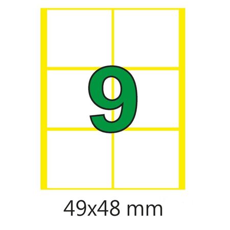 ΕΤΙΚΕΤΕΣ ΛΕΥΚΕΣ Νο9 49Χ48ΜΜ (6 ΣΤΟ ΦΥΛΛΟ) -( ΣΑΚΟΥΛΑΚΙ ΜΕ 40 ΦΥΛΛΑ)