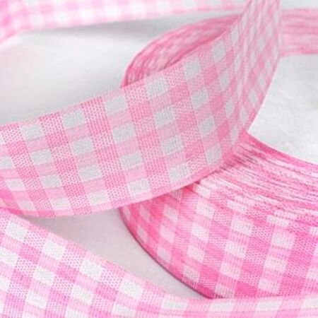 Fabi Κορδέλα Βαμβακερή Καρρώ 25mm x 50m Ροζ