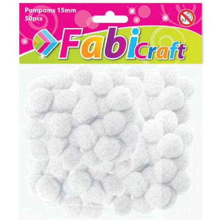 Fabi Πομ-Πομς Χειροτεχνίας 1,5cm Άσπρο 50 Τεμ.