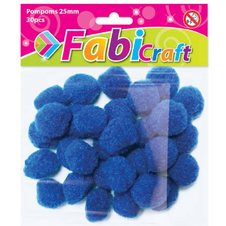 Fabi Πομ-Πομς Χειροτεχνίας 2,5cm Μπλε 30 Τεμ.