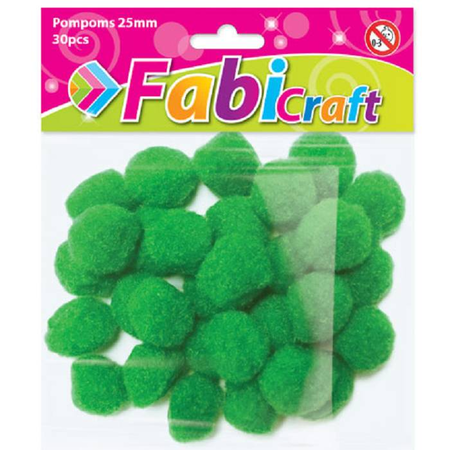 Fabi Πομ-Πομς Χειροτεχνίας 2,5cm Πράσινο 30 Τεμ.