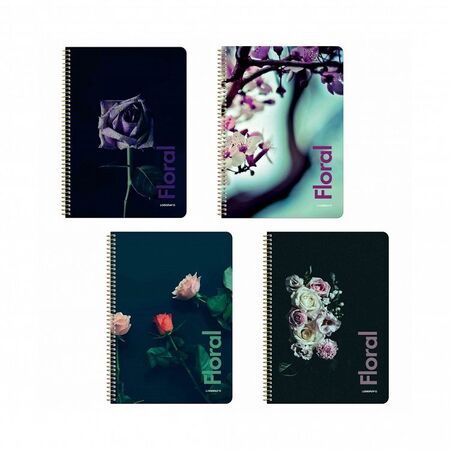 FLORAL Τετράδιο Σπιράλ Wirelock B5/17Χ25 4 Θέματα 120 Φύλλα 6τμχ