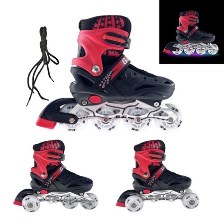G&C Αυξομειούμενα Πατίνια Roller SK10 3 Σε 1 LED Black Red