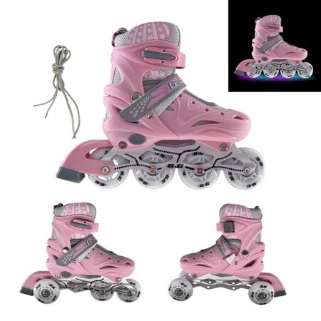 G&C Αυξομειούμενα Πατίνια Roller SK10 3 Σε 1 LED Grey Pink