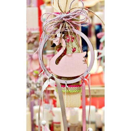 Gerakis Λαμπάδα Κύκνος Σε Ύφασμα Με Λουλούδια 25cm 002552
