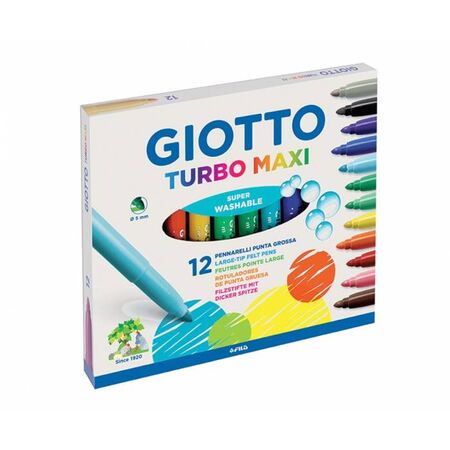Giotto Μαρκαδόροι Πλενόμενοι Ζωγραφικής Turbo Maxi 12 Τεμ.