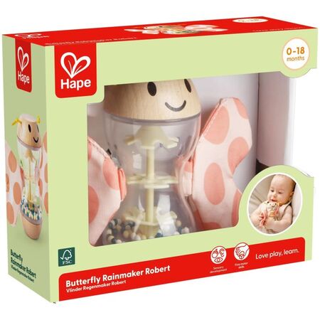 Hape Early Explorer Ξύλινη Κουδουνίστρα Πεταλούδα Rainmaker Robert E8531