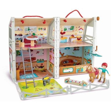 Hape Happy Family Ξύλινος Στάβλος Pony Club E3409A