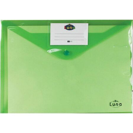 Luna Φάκελος Με Κουμπί Πλαστικός Α4 23x32 Πράσινος