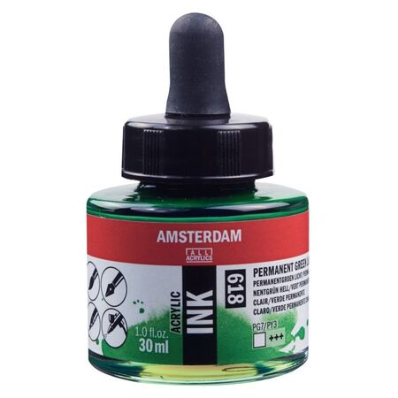 ΜΕΛΑΝΙ INK AMSTERDAM 618 30ML PERMANENT GREEN LIGHT