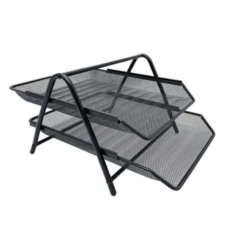 Metron Δίσκος Γραφείου Διπλός Μεταλλικός 29.5x35.5x20.5cm Μαύρο