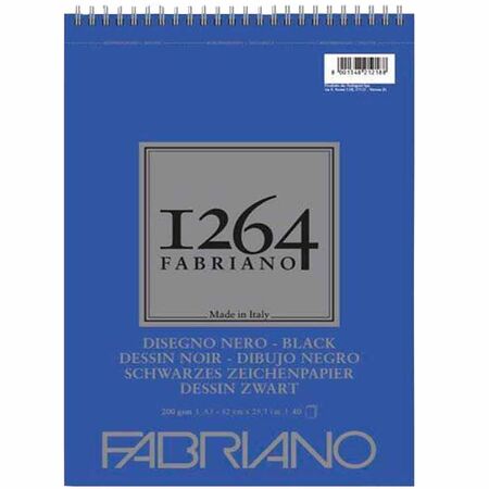 ΜΠΛΟΚ ΣΠΙΡΑΛ A3 1264 200GR BLACK ΖΩΓΡΑΦΙΚΗΣ -40 ΦΥΛΛΑ FABRIANO