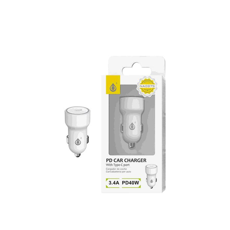 MTK Φορτιστής Αυτοκινήτου 3.4Α 40W TYPE C White NA0375