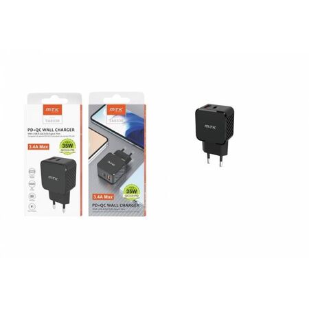 MTK Φορτιστής Χωρίς Καλώδιο 3.4Α 1 USB / 1 Type C 35W Μαύρο TA0338 0053382