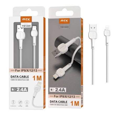 MTK Καλώδιο Για iPhone 5-11 USB 2.0 2.4Α 1m Λευκό TB1220