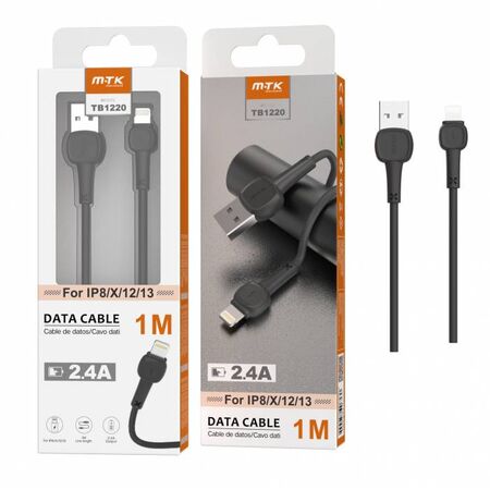 MTK Καλώδιο Για iPhone 5-11 USB 2.0 2.4Α 1m Μαύρο TB1220