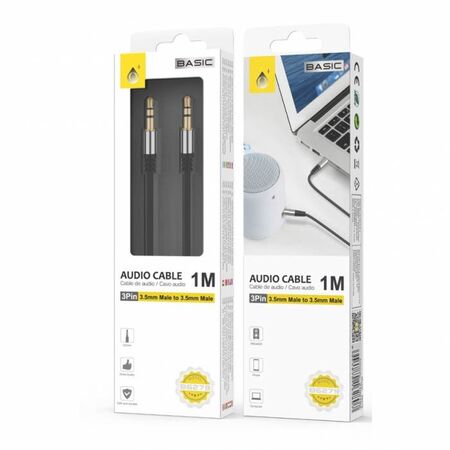 MTK Καλώδιο Ήχου AUX Jack 3,5mm 1m Black