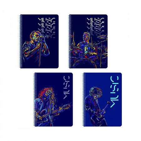 MUSIC Τετράδιο Σπιράλ Wirelock B5/17Χ25 3 Θέματα 90 Φύλλα 10τμχ