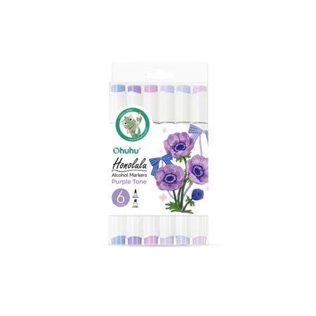 Ohuhu Honolulu Alcohol Markers Σετ 6 Χρώματα Purple Tones Brush And Chisel